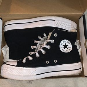Hightop platform converses BLACK/WHITE